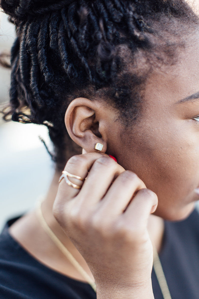 Crystal Waters Studs - Brass