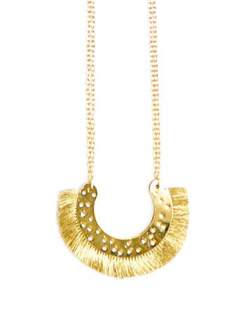 Golden Arc Fringed Necklace