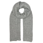 Classic Gray Ribbed Knit Cashmere Scarf