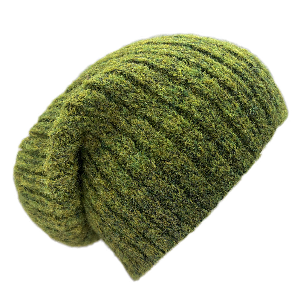 Olive Green Ribbed Alpaca Beanie