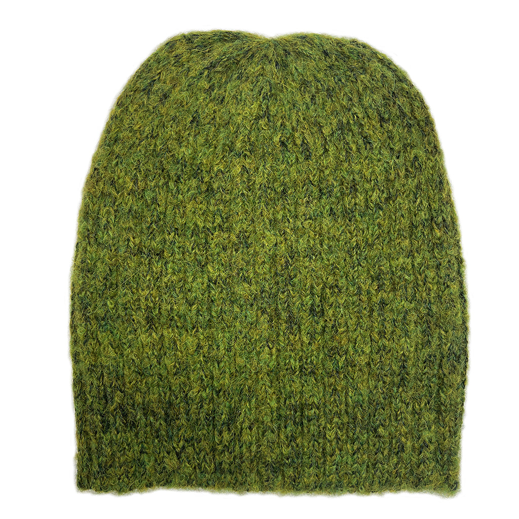 Olive Green Ribbed Alpaca Beanie