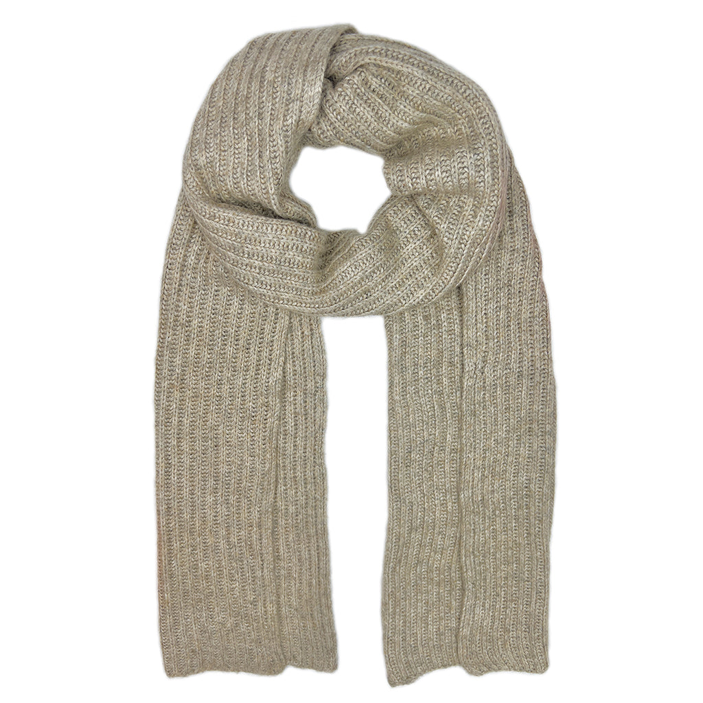 Oatmeal Ribbed Knit Cashmere Scarf