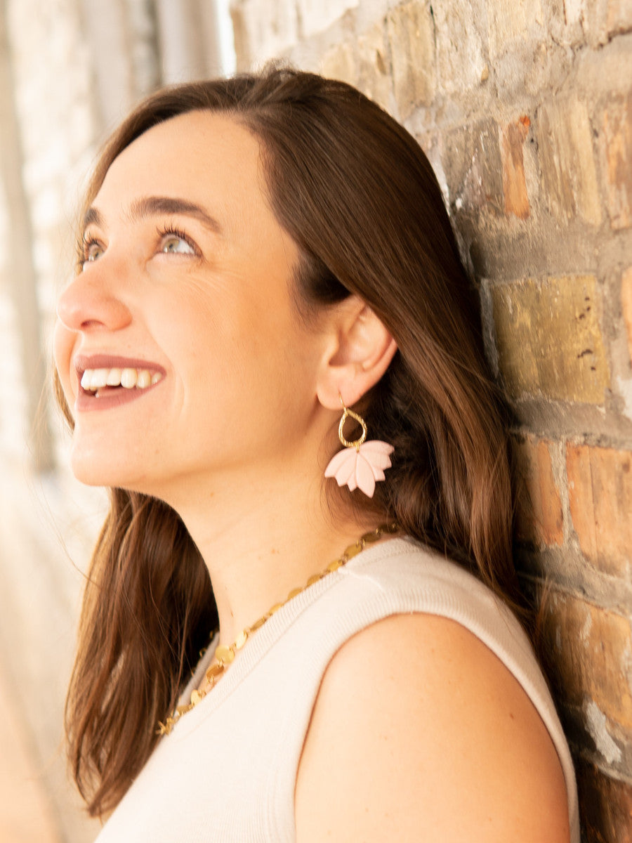 Lotus Drop Bone Earrings