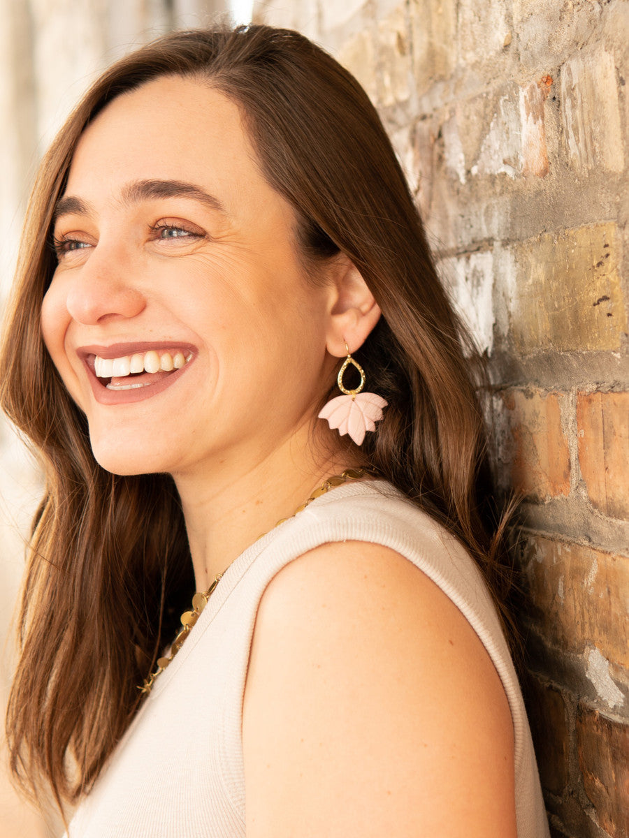 Lotus Drop Bone Earrings