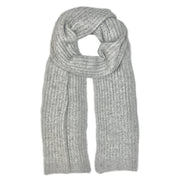 Heather Gray Ribbed Knit Cashmere Scarf
