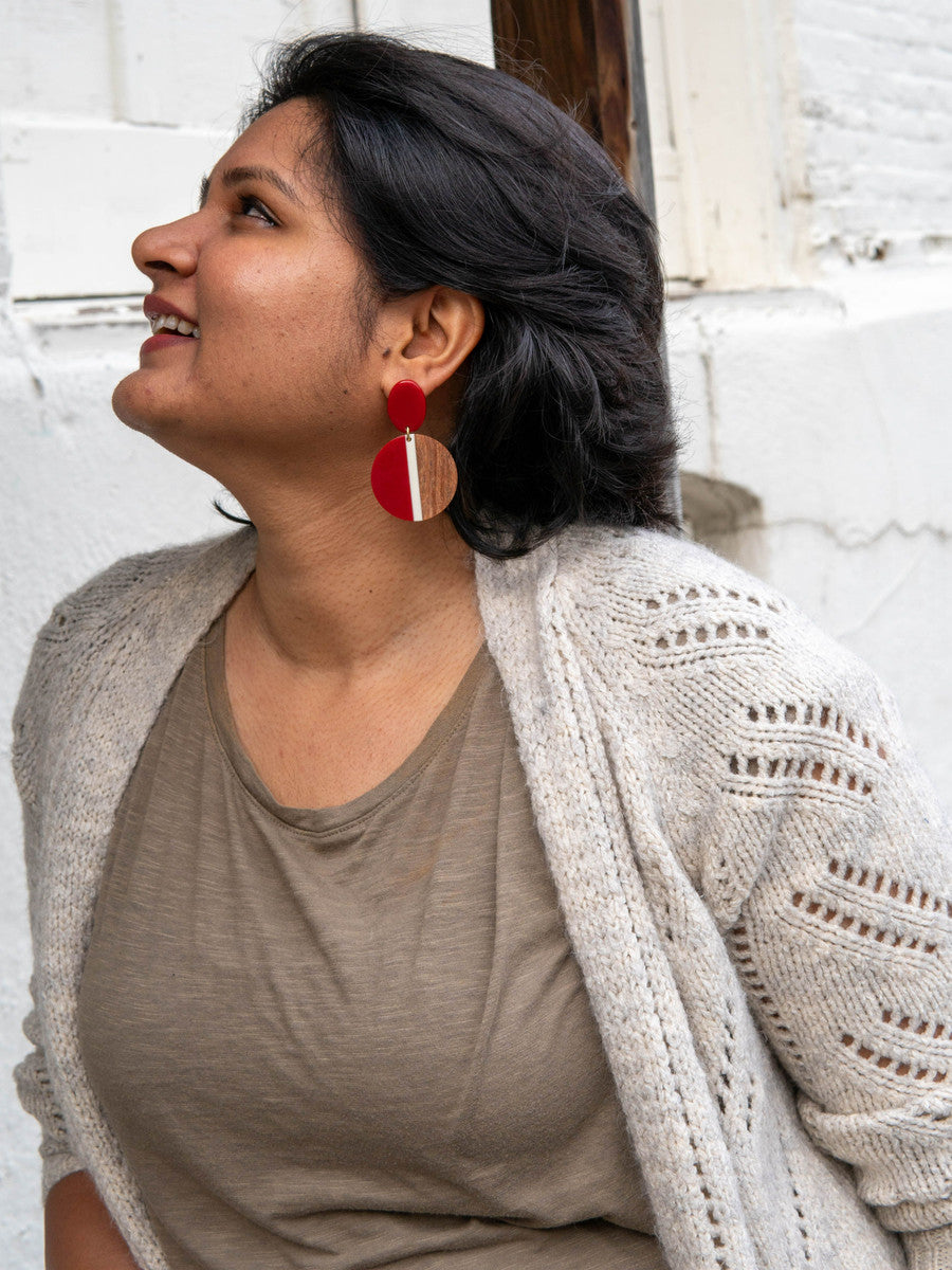 Volcano Wood + Resin Statement Earrings