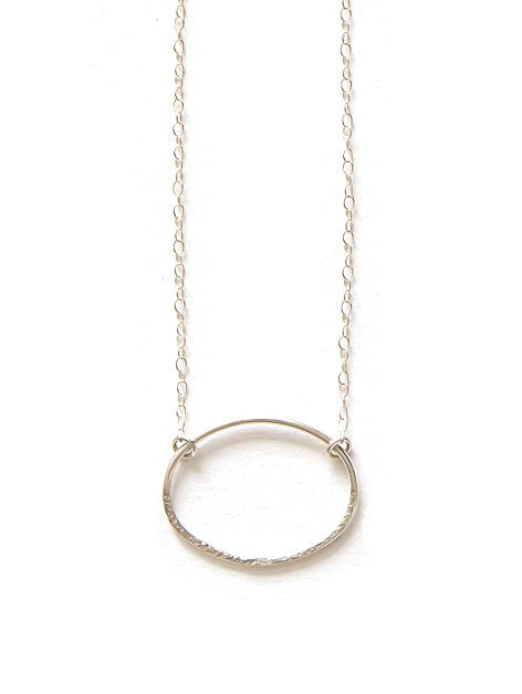 Oval Simplicity Textured Sterling Necklace