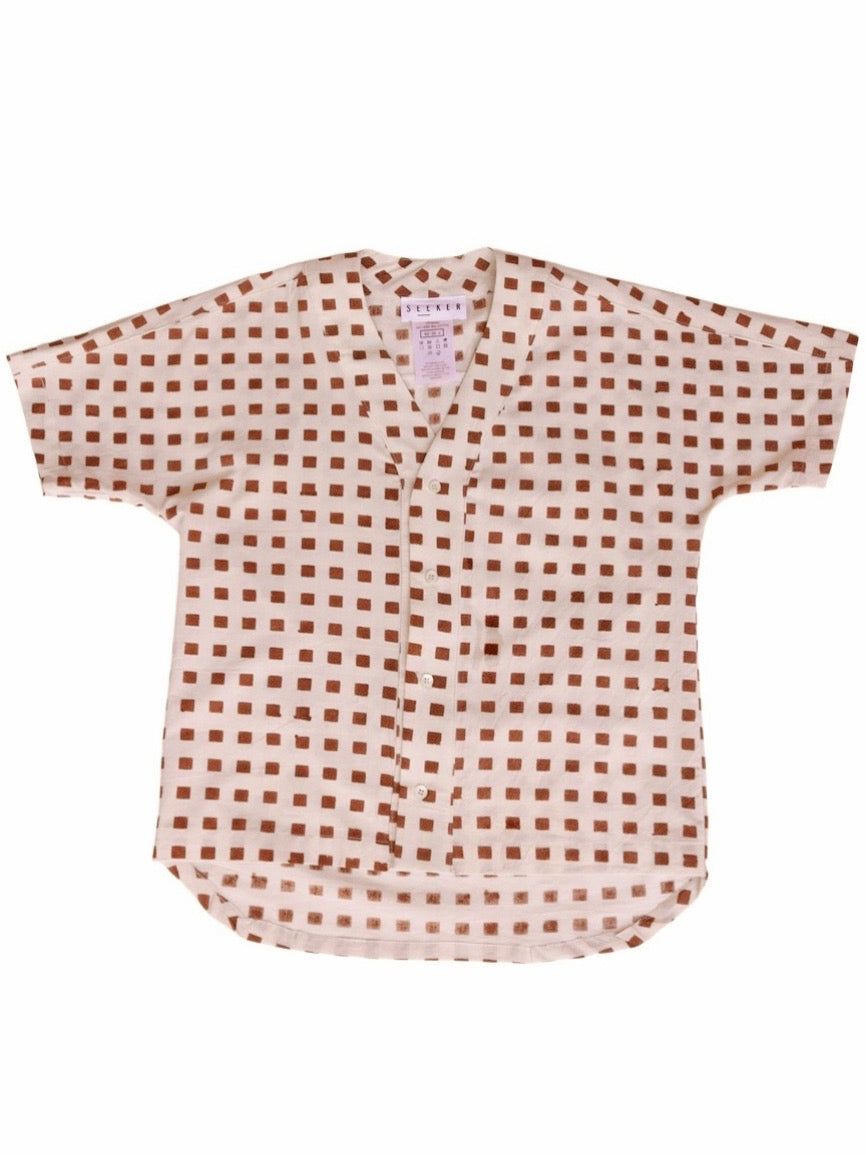 Unisex Baseball Shirt in Hand Block Print