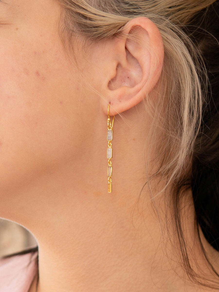 Triple Elegance Drop Earrings