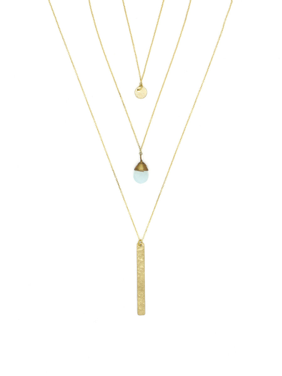 Triple Strand Multi-Way Pendant Necklace - Brass