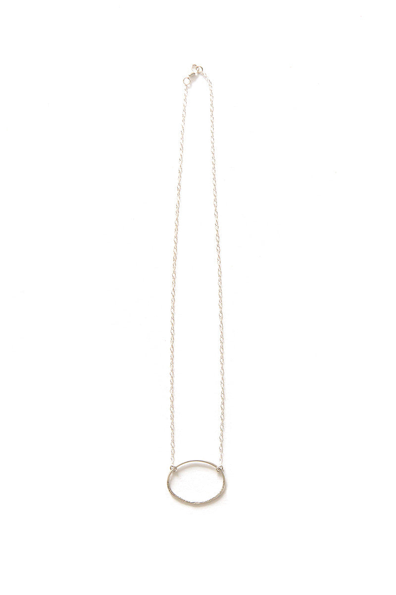 Oval Simplicity Textured Sterling Necklace